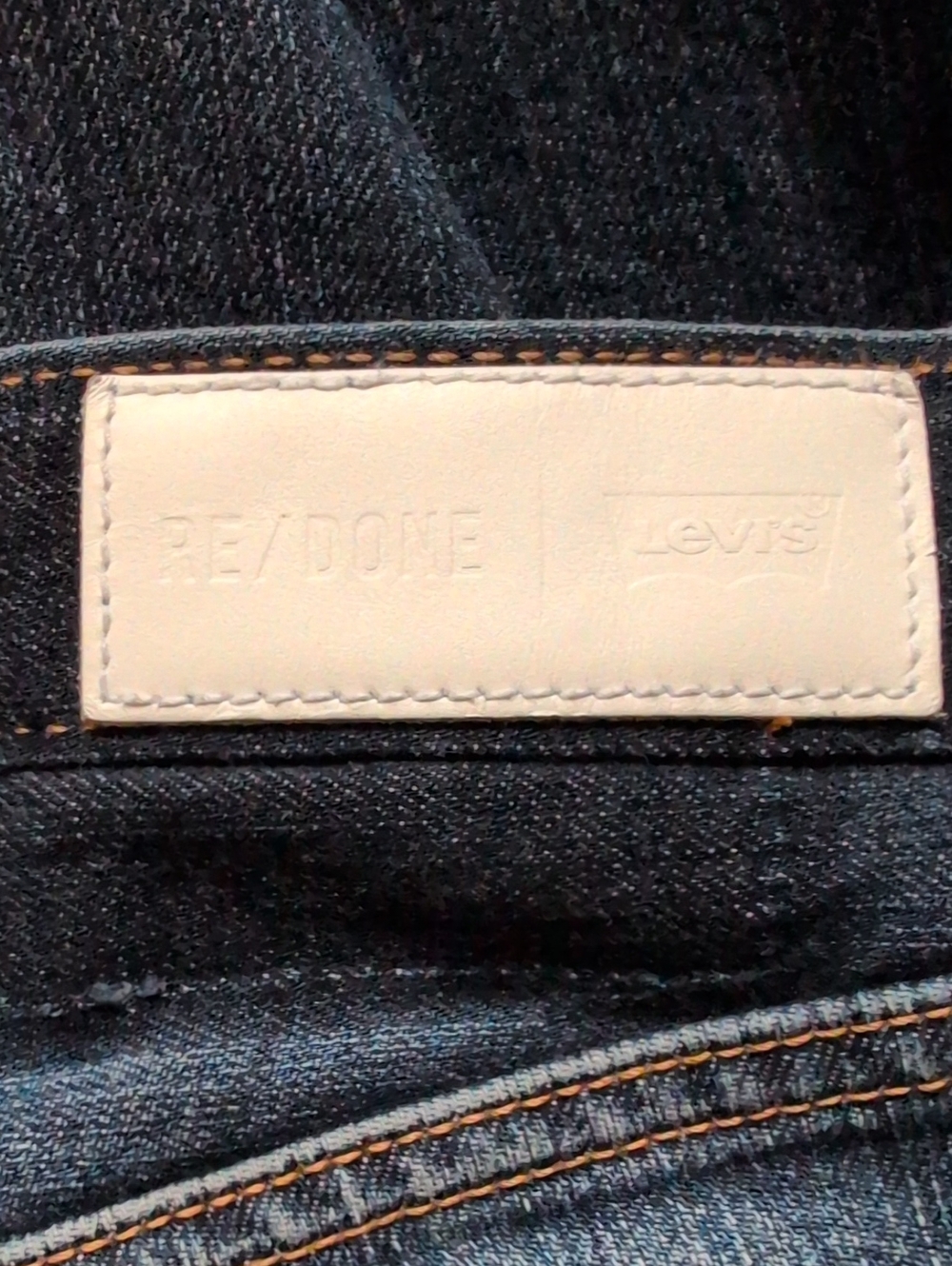 Re/Done 501 Levi's Buttonfly Staightl Dark Indigo Denim Jeans with White Patch - Picture 5 of 16